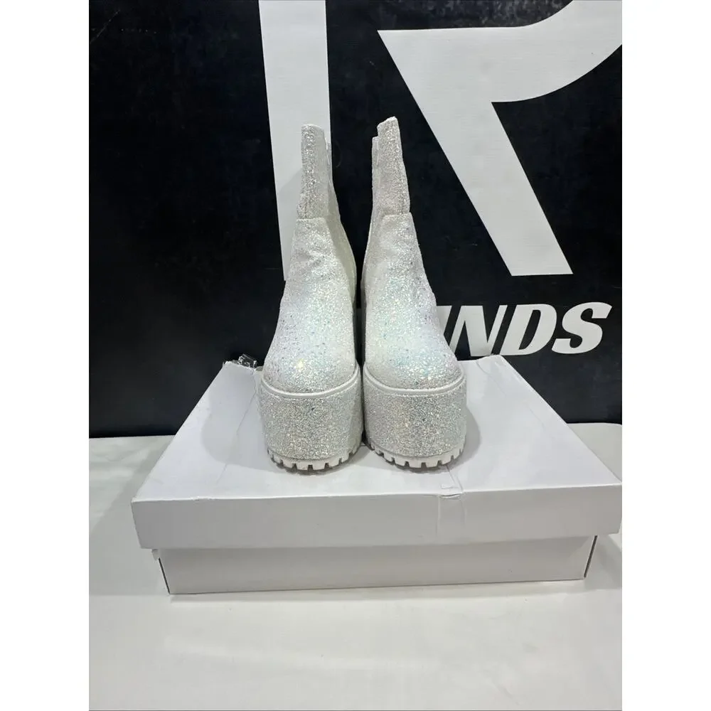 Y.R.U. Krush Platform Boots in White Glitter - Size 10 - Picture 2 of 9